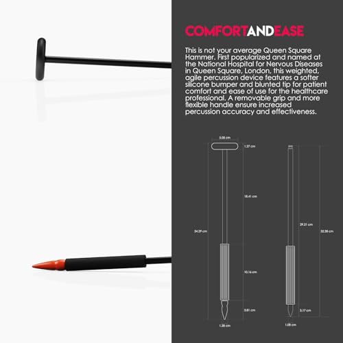 Image of Colmed - MDF Instruments MDF545-11 Queen Square Neurological Reflex Hammer with Pointed Tip for Superficial Responses (Black)