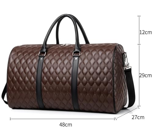 Weekender Travel Bag Garment Duffle Bags for Travel Large PU Leather Convertible Carry On Weekender Bag for Women Sport Gym Bag(C)2