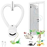 CATPICK Interactive Cat Toys for Indoor Cats - Automatic Flying Bird & Mouse Doorway Hanging Toy, USB Rechargeable Electric Kitten Toy for Hunting Instinct, Enrichment & Exercise, 2 Birds & 1 Mouse