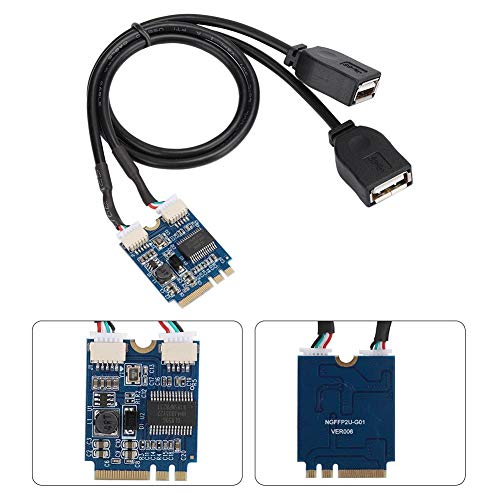 PCI E M.2 NGFF to USB Riser Card Key A E to Double Port USB2.0 Interface Cable Adapter Expansion Card - Thumbnail 2