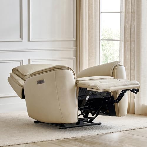 Image of Home Centre | Potsdam Half Leather 1-Seater Zero Gravity Electric Recliner | Recliner Sofa for Living Room | Ivory | 1 Year Warranty