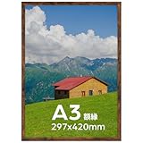 Serwrsw 額縁 軽量 A3 写真 ポスター アート フォトフレーム 壁掛け 29.7x42cm ブラウン 1枚