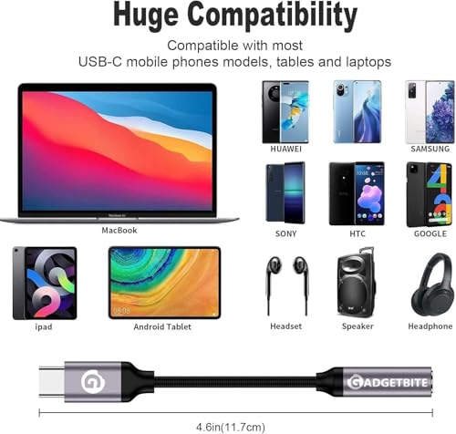 Image of GadgetBite Aux Type-C to 3.5mm Audio Adapter Connector with Built-in DAC Chip Compatible with iPhone 15 Pro Max / 15 Pro / 15 Plus, Galaxy S24 Ultra / S23 Ultra / S22 / S21, Flip /Fold, iPad Pro & Other