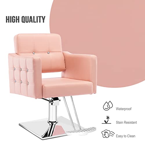 Paddie Hair Salon Chair, Height Adjustable Hydraulic Chair Beauty 360 Degrees Rolling Swivel Hair Salon Equipment For Hair Stylist Women Man (Pink) #TOP5