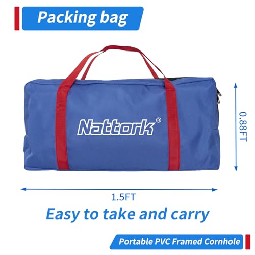 Portable Cornhole Set PVC Framed Corn Holes Outdoor Game Set with 2 Cornhole Boards, 8 Cornhole Bean Bags and Carrying Case, Camping Games Indoor Outdoor for Adults, Travel Camping Accessory by Nattork - Image 5