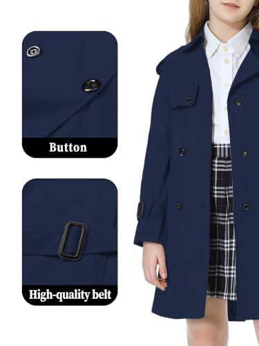 Image of Betusline Womens & Girls Waterproof Trench Coat Double Breasted Lapel Overcoat Outerwear, 3 Years - Women 2XL