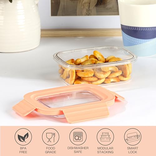 Image of CELLO Stylelock Pet Storage Container for Kitchen 410ml Baby Orange | Freezer & Fridge Safe Stackable Airtight Kitchen Storage Container Jar Box Set for Biscuits Bread Coffee Fruits Pasta Flour Spices