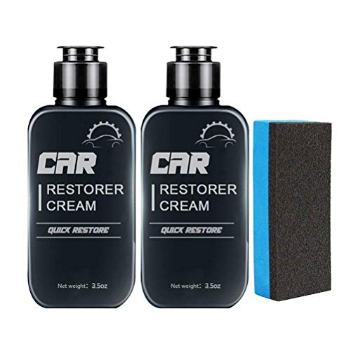 Tbest Refurbishment Paste, Auto Leather Plastic Refurbishment Paste, Plastic & Leather Polishing Compound & Scratch Remover, Black, 3.5 oz, 1 Pack + Sponge