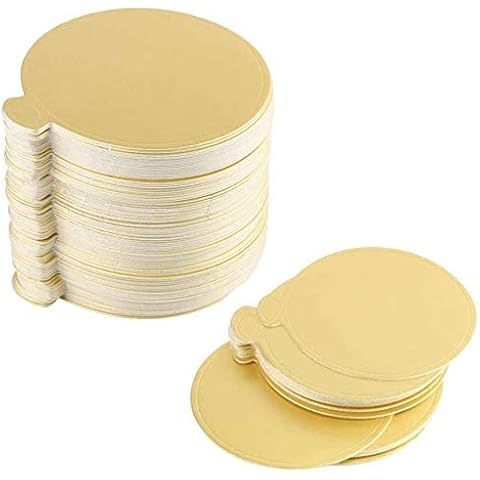 Maygone 100 PCS 3.25" Gold Mini Cake Boards Round Cake Cardboard Circles Base for Mousse Cupcake Dessert Displays Tray Cover