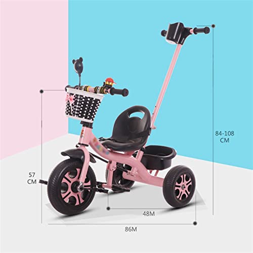LSHAN 4 in 1 Kinderdreirad Trike Kinderwagen, Kinder-Pedal-Dreirad Laufrad mit Schiebegriff Abnehmbares faltbares Canopy… – Bild 8