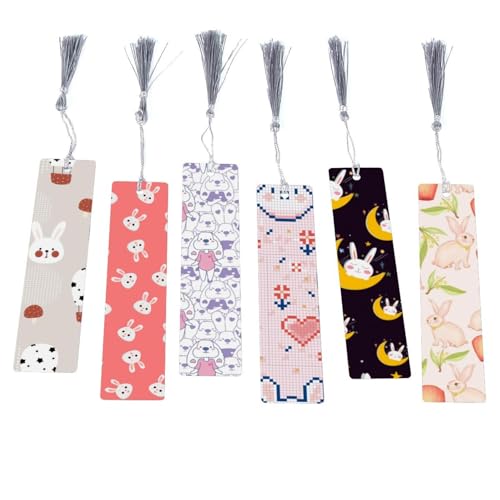 Marque-page lapin avec pompon Lot de 6 pour lecture enfant et école
