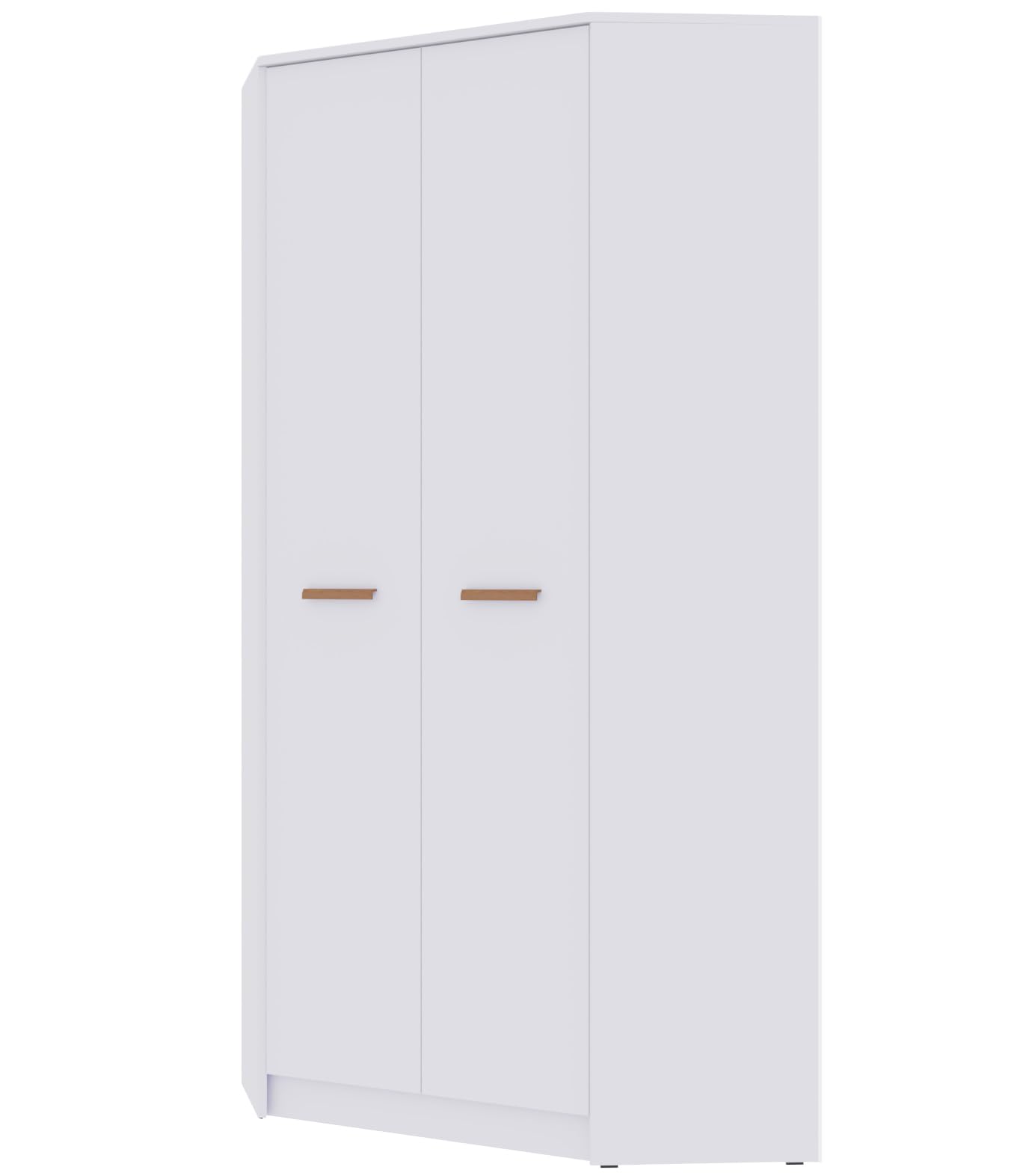 Marmex Grant G8 - Eckschrank 91x195x91 cm, Bücherregal - Eckgarderobe mit Kleiderstangen und Einlegeböden für das Jugendzimmer, Schlafzimmer - Eckkleiderschrank - weiß + Riviera Eiche (Modern)