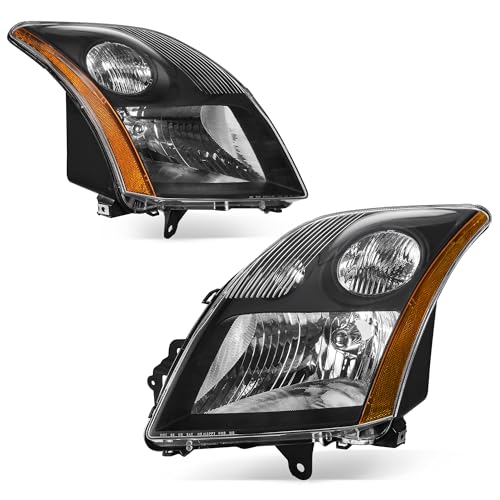 AUTOSAVER88 Headlights Assembly Compatible with 07 08 09 2007 2008 2009 Sentra 07-09 2007-2009 Headlamps Pair Driver and Passenger Side Black Housing
