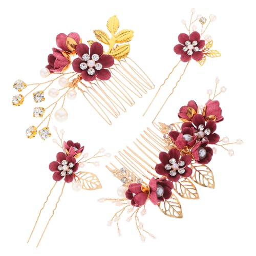 KAILIKETIY Peigne à Cheveux Mariée Fleur et Rouge Accessoires Mariage et Confortables pour Coiffure Épingles Cheveux Mariage pour Cérémonie et Fête