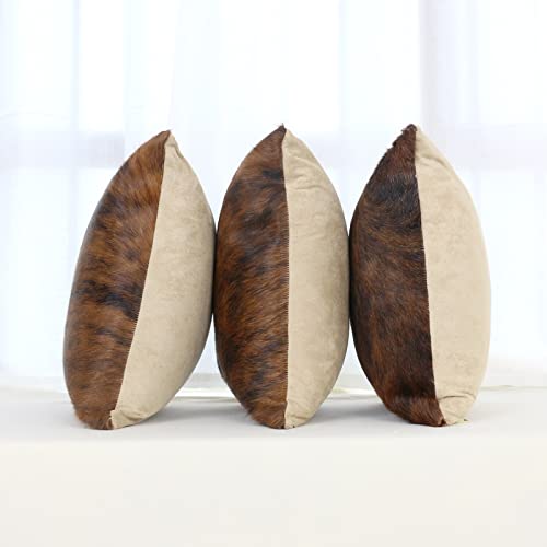 Souluxry Throw Pillow Covers Decorative Pillowcase,Cushion Case Not Inclued Pillow-16 * 16 Inch Luxury Cowhide Leather&Velvet Patchwork Pillow Covers Pillows Home Decor Can Replace Lumbar Pillowcase #TOP6