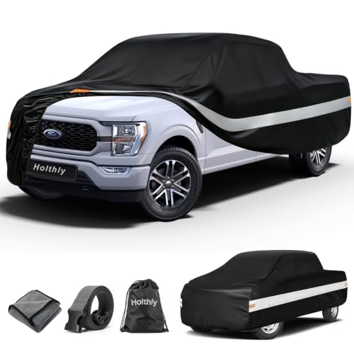 Image of 10 Layers Truck Cover Waterproof All Weather Custom Fit Ford F-150(1997-2026) Super Cab&SuperCrew Short Bed, Outdoor Full Exterior Pickup Car Cover Sun Rain Snow Ice Protection. Black
