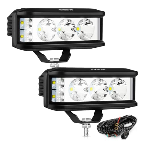 Image of Auxbeam 5in 68W Offroad Driving Lights, 6800LM Side Shooter LED Light Bar with White Spot Flood Combo Beam, Waterproof Offroad Fog Light for UTV ATV Jeep Wrangler Motor Truck Boat