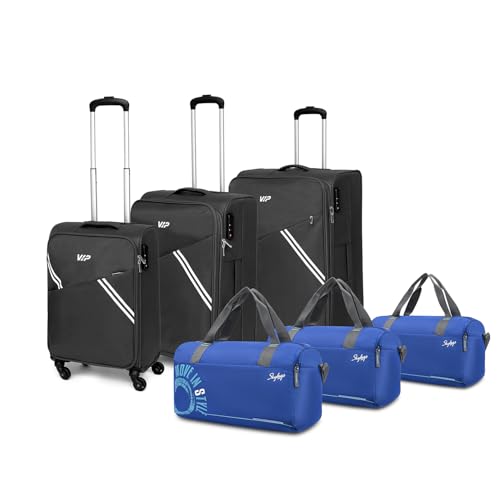 Image of VIP Verona - S03 Set of 3 (Cabin+Medium+Large) Trolley Bag, Cm | TSA | 2 Wheels | 3 Year International Warranty | Grey & Three Blue Skybags Duffle Bags