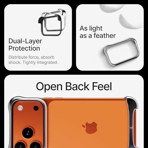 Arc Pulse Compatible with iPhone 17 Pro Max Phone Case (2025), Minimalist Protective Shock Absorption Aerospace Grade Aluminum Shells + Elastomer Inlays Easy Fit 6.9 inch (Aluminum Silver) by Arc Pulse - Image 6