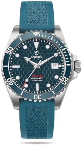 BODERRY Japanese Automatic Dive Watches for Men,Titanium Case with Sapphire Crystal -100M Waterproof Mens Mechanical Wrist Watches with Swiss Super Luminova & Screw Down Crown&Fluororubber Strap