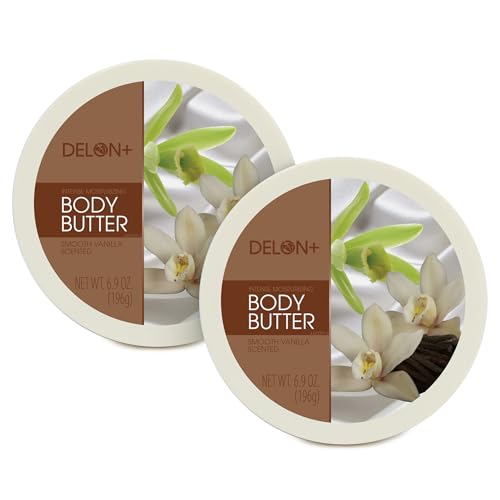 DELON Intense Moisturizing Body Butter, Smooth Vanilla with Shea Butter, 6.9 oz (Pack of 2)