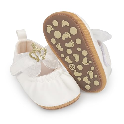 Baby Girls Dress Shoes Infant Mary Jane Flats Newborn Bowkont Non-Slip Lightweight Soft Sole First Walkers Princess Wedding Shoe4