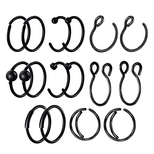 Anneaux de nez pour femme en acier chirurgical 8mm piercing hélix créole rond lot de 16