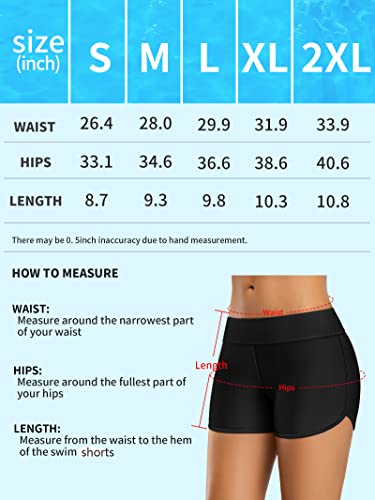 Alove Swim Shorts For Women Boy Leg Boardshorts Swimsuit Bottom Black 10 #TOP6