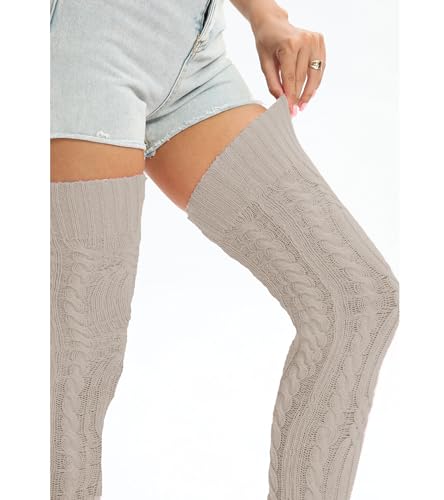 Image of Sexybody Women's Thigh High Socks Over the Knee Knit Socks, Winter Leg Warmers Stockings Knee High Tube Arctic Fleece