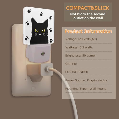 Image of YASHILAIYA Cat Night Light,Funny Black Cat Night Lights Plug into Wall LED Dusk to Dawn Light Sensors Indoor Home Decor NightLights for Bedroom Bathroom Stairs Hallway for Girls Women