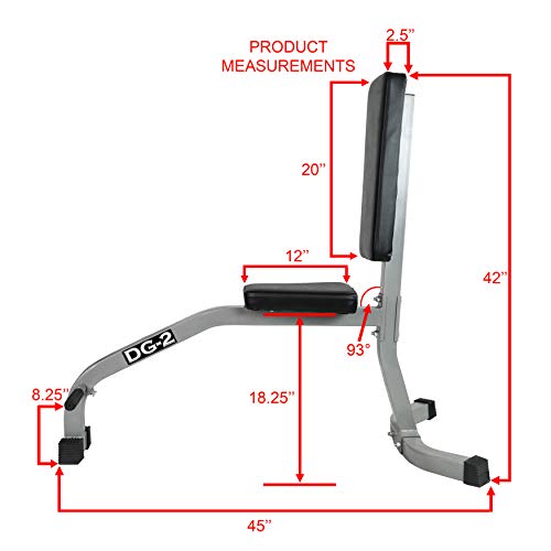 Valor Fitness DG-2 Stationary Upright Bench for Seated Shoulder Presses, Bicep Curls, and Tricep Extensions in a Home or Garage Gym