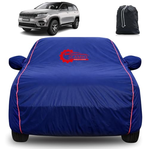 Image of 100% Waterproof Car Cover for Jeep's Maridian | All-Weather, Dustproof & UV Protection | Heavy-Duty 3-Layer Fabric | Custom Fit with Mirror & Antenna Pocket | Navy Blue