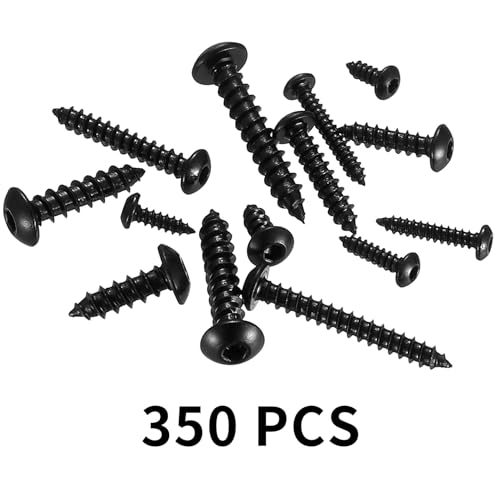 350 Stück M3 M4 M5 selbstschneidende Schrauben, Holzschrauben Sortiment, Blechschrauben Innensechskantschrauben, Linsenkopf schwarze Schrauben Set für Reparatu Holz Möbel Kunststoff (350)