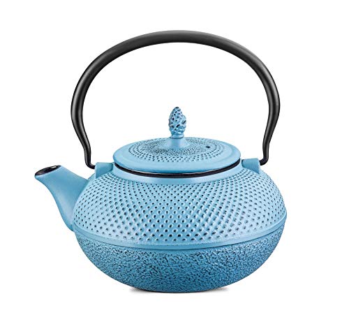 Chaleira MTA Ferro Fundido Com Infusor 1,5L Retrô Acabamento a Mão Forno Fogão Indução Cor: Azul