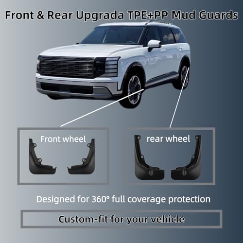 Image of No Drill Mud Flaps Compatible with 2026 Hyundai Palisade (Not Fit XRT Pro Calligraphy) OEM Style Textured Black Custom Fit All Weather Exterior Accessories(4PCS)