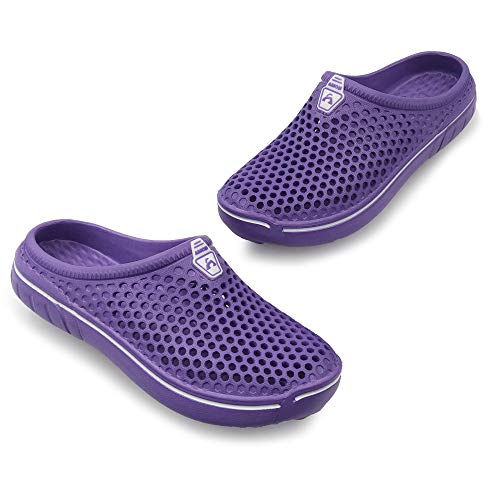 Amoji AM1761 Garden Clogs Shoes, Purple, 10 US Women/ 8.5 US M