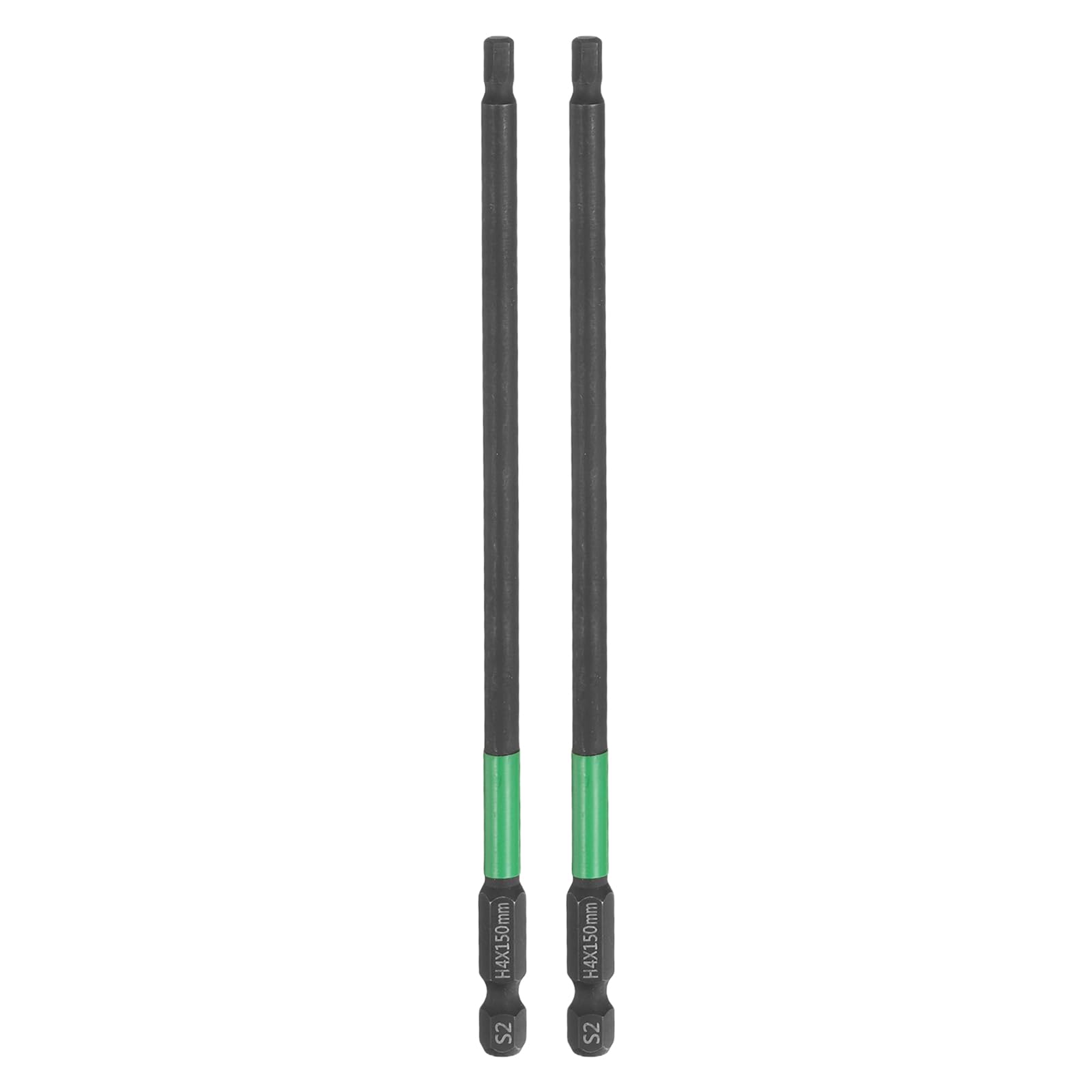 sourcing map 2pcs H4 Flat Hex Head Screwdriver Bit 4mm Metric Tip 1/4" Hex Shank 150mm (6") Long Magnetic Hexagonal Screw Drill Bit Wrench Black Phosphate S2 Steel Power Driver Socket