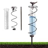 PORFOYO Pluviomètre Extérieur Jardin Antigel, Pluviomètre en Verre avec Cadre Métal, Oisea...