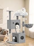 Fobyfurny Kratzbaum, 108 cm Kratzbaum Klein, Mehrstöckiger Katzenbaum mit 2 Gemütlichen Katzenhöhlen, 2...