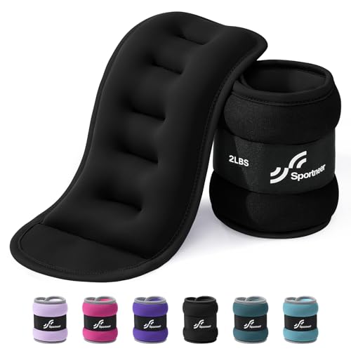 Image of Sportneer Ankle Weights Wrist Weights Pair of 1 /2 /4 /6 /10 LBS for Men Women Kids Strength Training Wrist and Ankle Weights Set with Reflective Strips for Dancing Running Walking Fitness Workout Gym