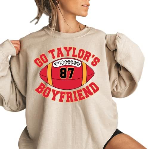 Go All Out “Taylor's Fiancé” Funny Football Sweatshirt – Men's Crewneck, 50/50 Cotton/Polyester