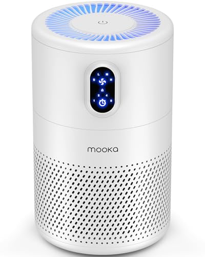 MOOKA Air Purifiers for Home Large Room up to 1076 ft², H13 True HEPA Air Filter Cleaner, Odor Eliminator, Remove Smoke Dust Pollen Pet Dander, Night Light(Available for California)