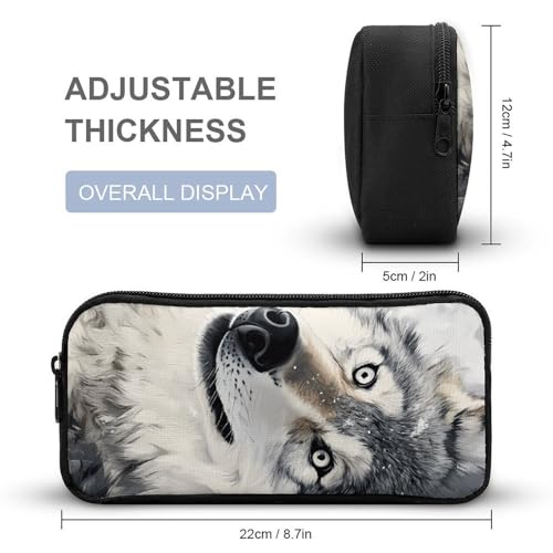 Gray Wolf Lying on Snow Funny Backpack Set Lunch Bag Pencil Case Makeup Bag 3 in 1 for Men Women Travel4
