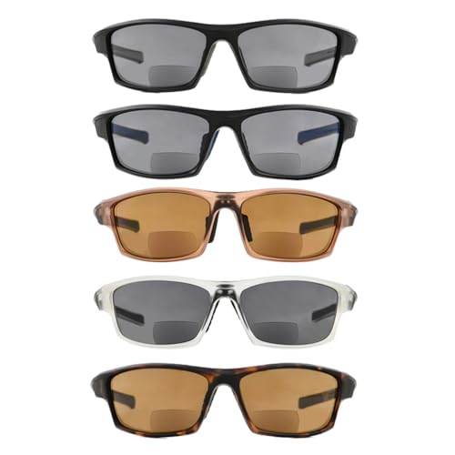 Image of Eyekepper 5-Pack TR90 Sports Bifocal Sunglasses Baseball Running Fishing Driving Golf Softball Hiking Sunshine Readers +1.00