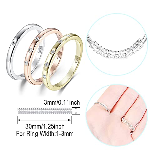 Jewelrypalace 14K Yellow Rose Gold 925 Sterling Silver Ring Sets, 3 5 Stones Bezel Cubic Zirconia Stackable Rings For Women, Tri-Tone Anniversary Eternity Wedding Bands Promise Ring For Her Size 7 #TOP4