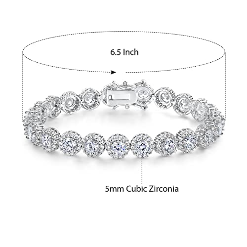 Gemsme Tennis Bracelet for Women 1 Row 18K Yellow Gold/White Gold Plated 5mm Round Cubic Zirconia Bracelets 6.5-8.5 inch2
