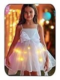 GORAIS Girls White Tutu Dress Light Up Flower Girl Birthday Party Dresses