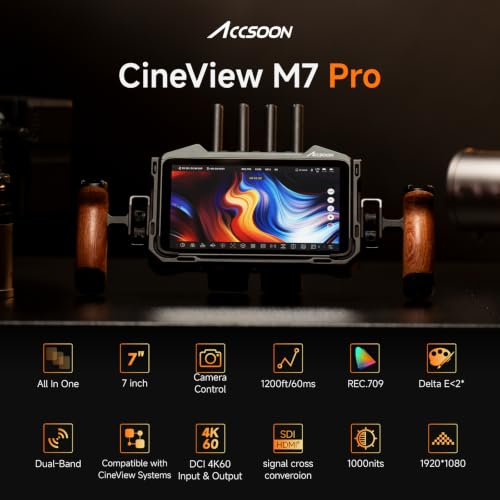 Image of Accsoon CineView M7 Pro 4K60 Wireless SDI HDMI Video Transmitter Receiver&Camera Monitor 7 inch Camera Control, 60ms Latency 1200FT 3D Luts App Monitoring, Pair CineView M7H Pro /Master 4K /SE 4K /HE /SE
