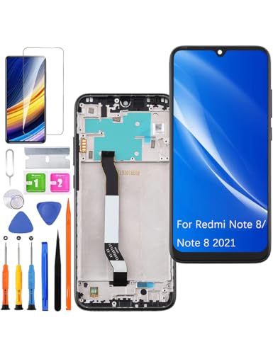 HLYGZX Pantalla de repuesto para Xiaomi Redmi Note 8 / Note 8 2021 pantalla LCD, M1908C3JH M1908C3JI Pantalla táctil Digitizer Assembly Kit de piezas de reparación (negro con marco)