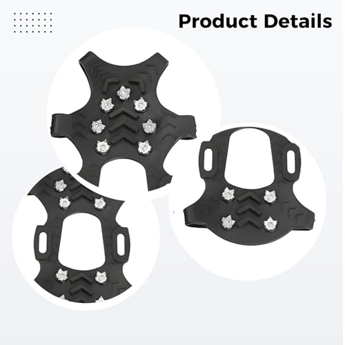 LUMINFLY Ice Cleats Crampons with 11 Teeth, Anti-Slip Traction Spikes for Winter Boots, Snow Grippers for Hiking, Walking, and Outdoor Climbing Gear